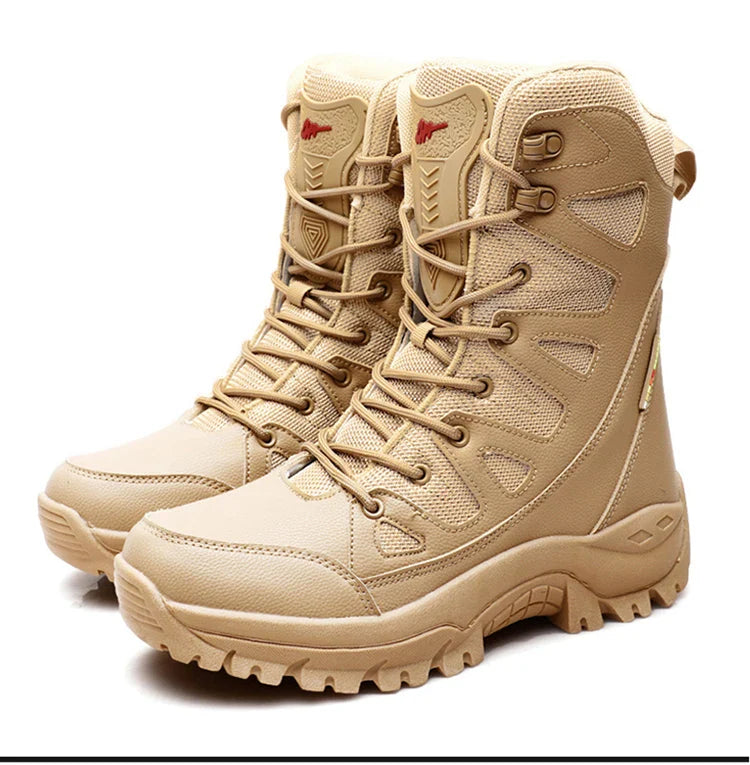 New Waterproof Men's Boots Outdoor Non-slip Men Hiking Boots High Top Winter Men's Motorcycle Boots Rubber Men Work Desert Boots