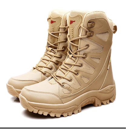 New Waterproof Men's Boots Outdoor Non-slip Men Hiking Boots High Top Winter Men's Motorcycle Boots Rubber Men Work Desert Boots