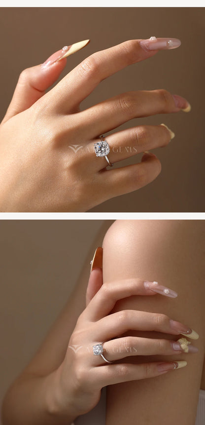 Cushion Cut 3.5ct Classical Moissanite Ring for Women DVVS1 Real 925 Sterling Silver For Engagement Wedding FineJewelry