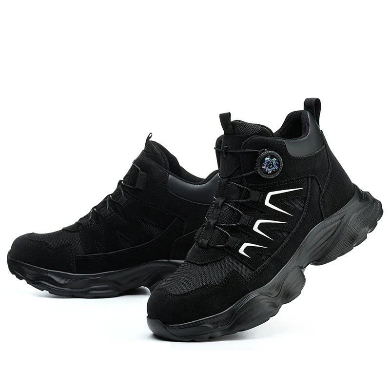 Rotating Button Safety Shoes Man Boots Anti Smash Anti Piercing Steel Toe Safety Work Shoes Lightweight Breathable Work Boots