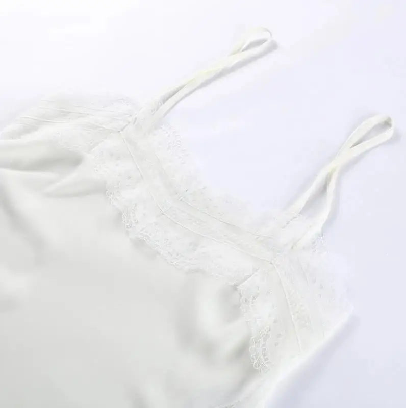 Sexy Lace Sling Tank Top Women Stain Sleeveless V Neck Backless Loose Tops Female 2025 Summer Autumn Chic Street Homewear Lady