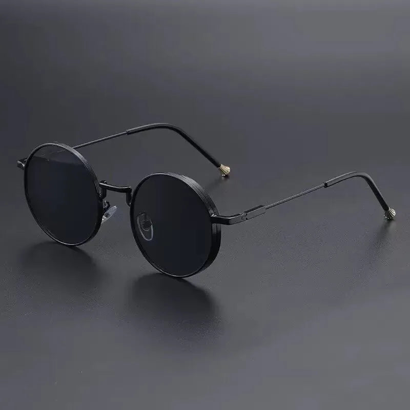 Personality Metal Round Myopia Sunglasses Driving Riding Outdoor UV400 Resistant Party Gatherings Eyeglasses 0 TO -4.0