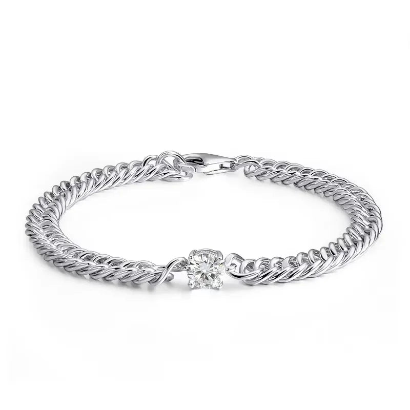 1CT D Color Moissanite Silver Bracelet for Women Men Classic Sparkling Hip Hop Bangles 925 Sterling Silver Shani Abergel