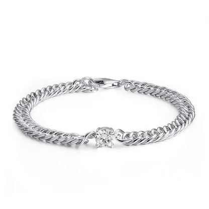 1CT D Color Moissanite Silver Bracelet for Women Men Classic Sparkling Hip Hop Bangles 925 Sterling Silver Shani Abergel