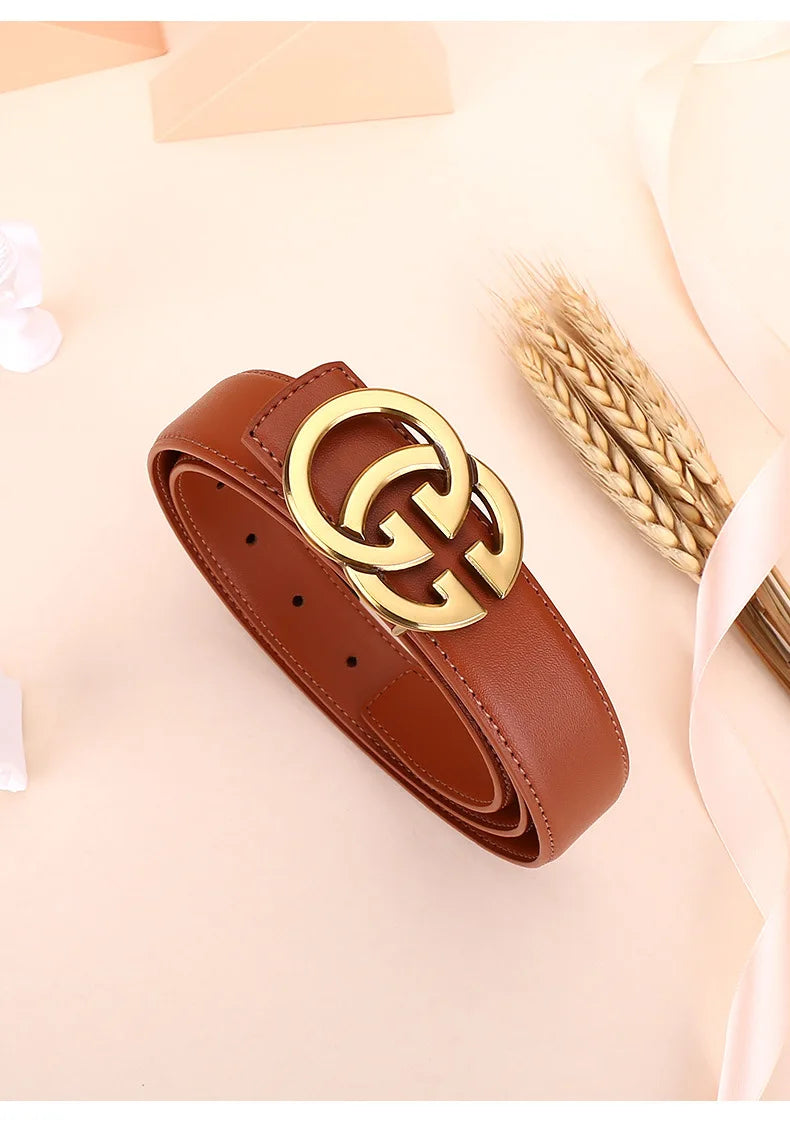 Ladies genuine leather belt, versatile decoration for business and casual wear, simple and fashionable, with a high-end feel.