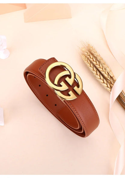 Ladies genuine leather belt, versatile decoration for business and casual wear, simple and fashionable, with a high-end feel.