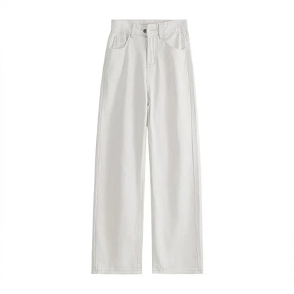 Wide-legged Pants Simple Style Solid High-Waist Design