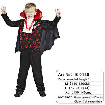 Halloween Vampire Cosplay Costume for Kids Carnival Party Dress Up Outfit Children Role Play Vampiran