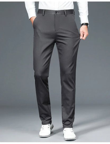 Business Formal Mens Casual Pants Autumn Winter Fashion Anti-wrinkle Straight Stretch Trousers Male Office Classic Suit Pants