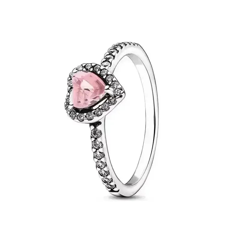 Hot selling 925 sterling silver ring, exquisite luxury, adjustable charm, square circular heart-shaped ring women's jewelry gift