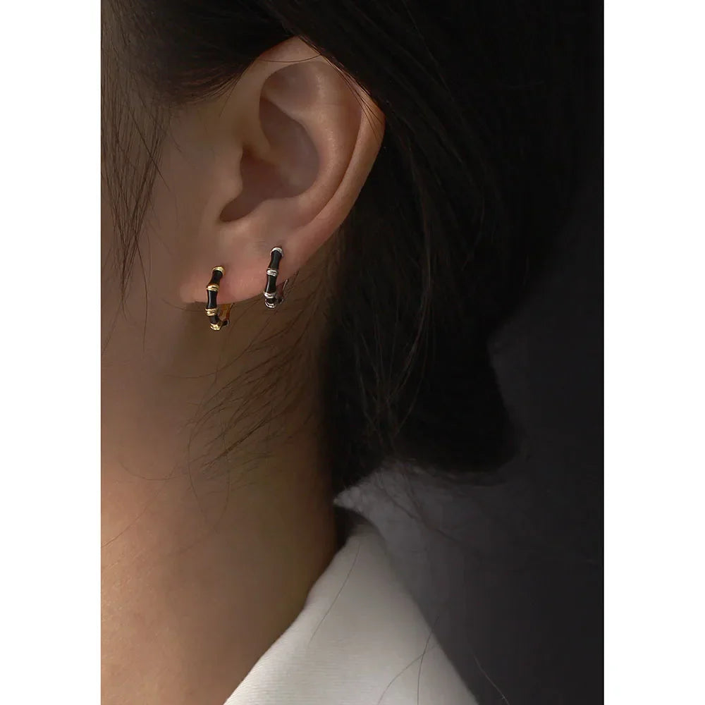 925 Sterling Silver Earring Colorful Dripping Oil Material Ear Ring Ear Buckle Rhombus Shape Trend Wild Girl Women Boy Ear Jewel