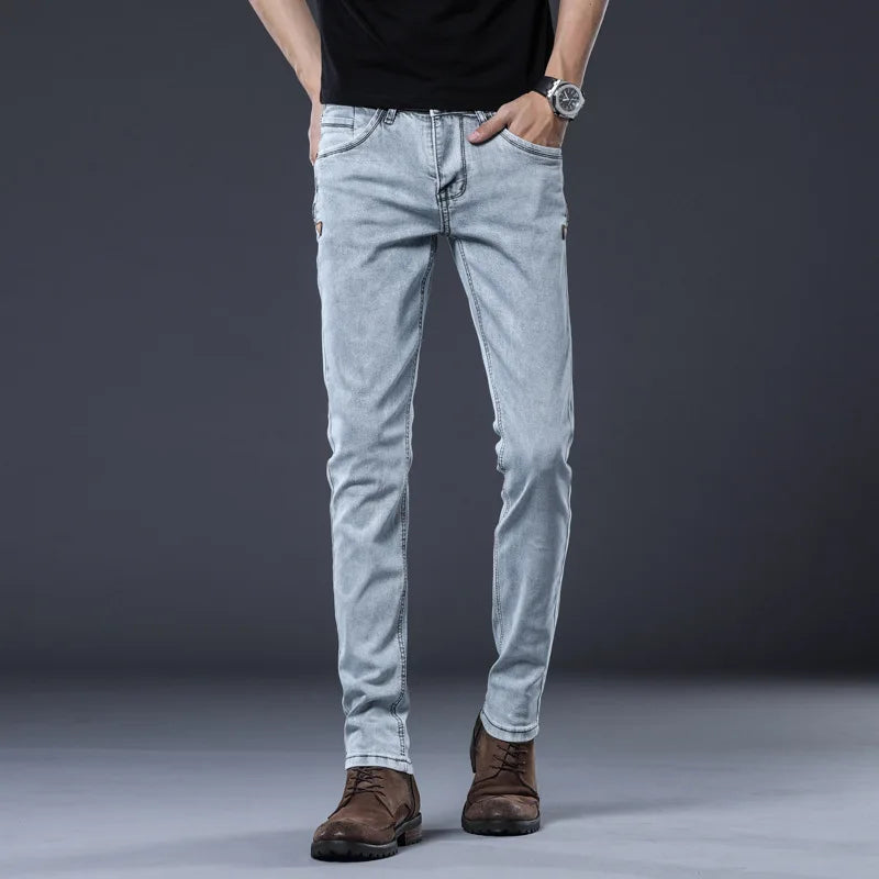 ICPANS Skinny Denim Jeans Men Slim Fit Stretch Mens Jeans Pant Gray Blue 2025 New