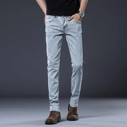 ICPANS Skinny Denim Jeans Men Slim Fit Stretch Mens Jeans Pant Gray Blue 2025 New