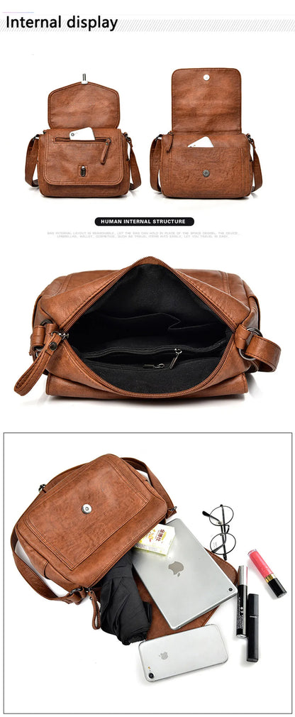 Vintage Soft Leather Femmels' Shoulder Bags Luxury Handbags Women's Packet New Designer Small Crossbody Bag 2024 Sac a Femme