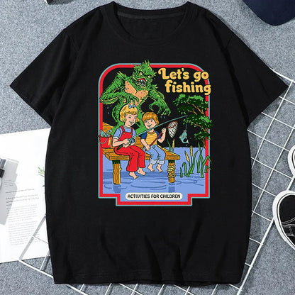 Let's Sacrifice Toby Horror Satanist Graphic Tops Unique Creative Cartoon Streetwear Unisex Scary Short-sleev Tee Ropa Hombre