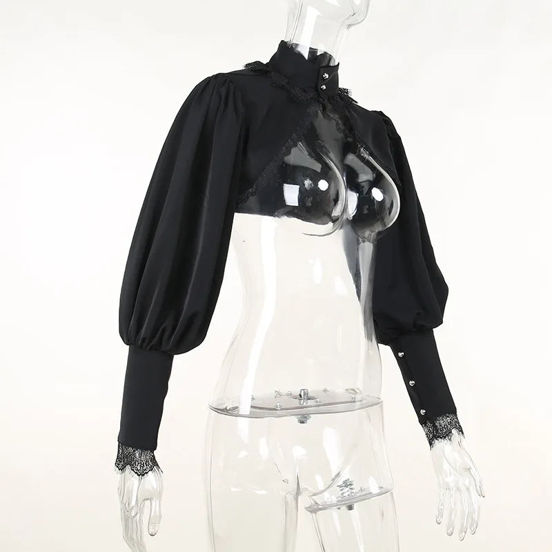 Sleeve Smock High Street Sexy Black Winter Long Sleeve Crop Top Aesthetic Fairy  Blusas Mujer De Moda 2022