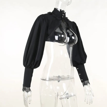 Sleeve Smock High Street Sexy Black Winter Long Sleeve Crop Top Aesthetic Fairy  Blusas Mujer De Moda 2022