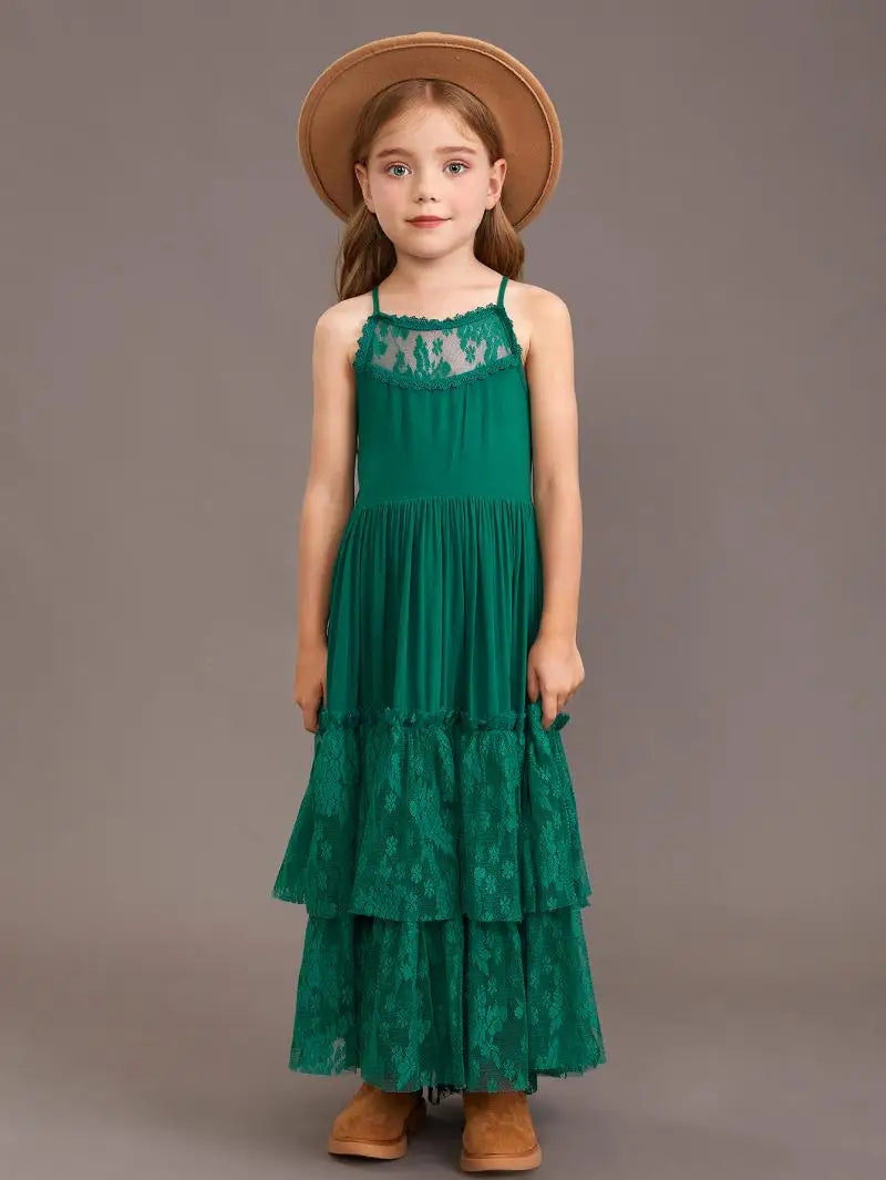Summer Girls Lace Dresses Kids Flower Girl Wedding Princess Party Dress Vestidos Costume Children Clothing For 4-14Years