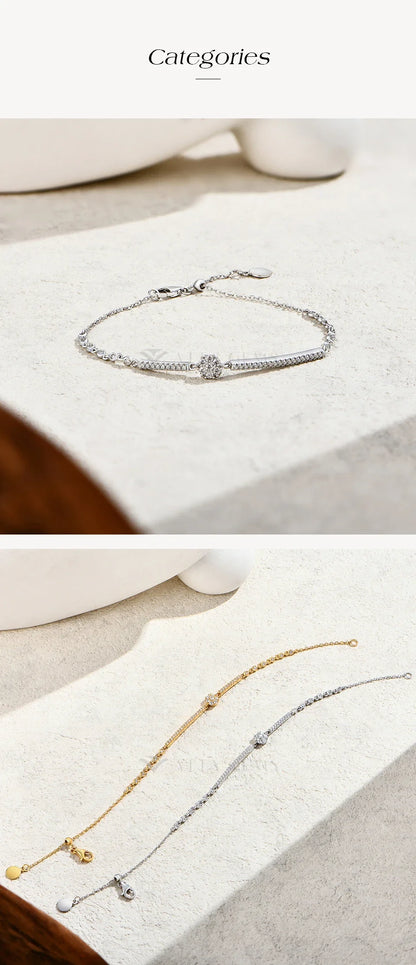 Full Moissanite Bracelets Original S925 Sterling Silver Adjustable Women’s Bracelet Simple Fine Jewelry Birthday Gifts
