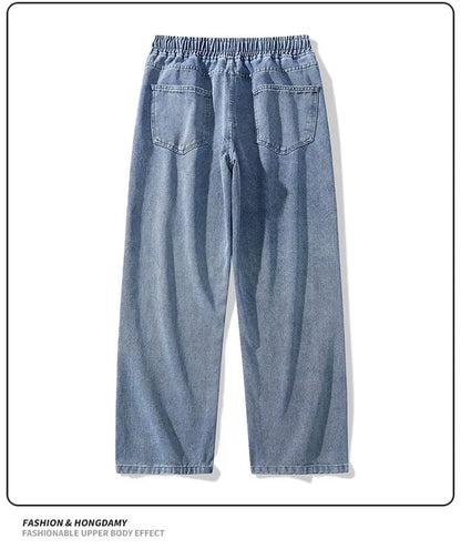 Calça Jeans Masculina Primavera Outono Tendência High Street Reta Perna Larga Roupas Masculinas Calça Jeans Corte Reto