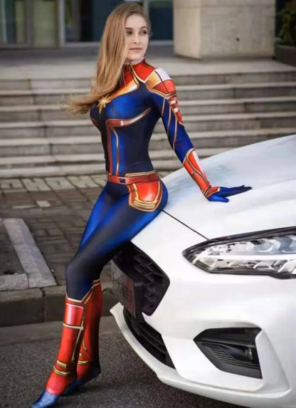 Movie Captain Cosplay Costume Women Superhero Cos Stage Jumpsuit Halloween Carnival Role Play Party Zentai Kids Adult