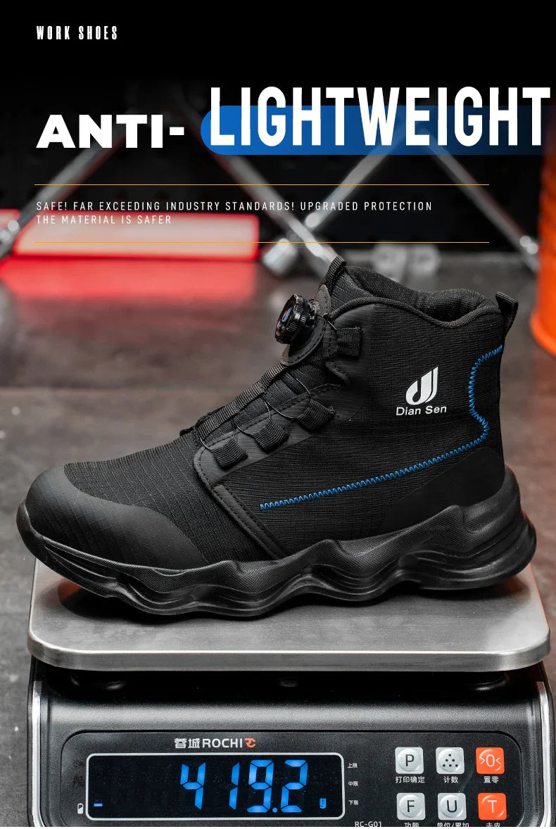 Men Safety Shoes Steel Toe Boots High Top Work Shoes Wear-resisting Slip Resistant Work Shoes Indestructible Breathable Sneakers