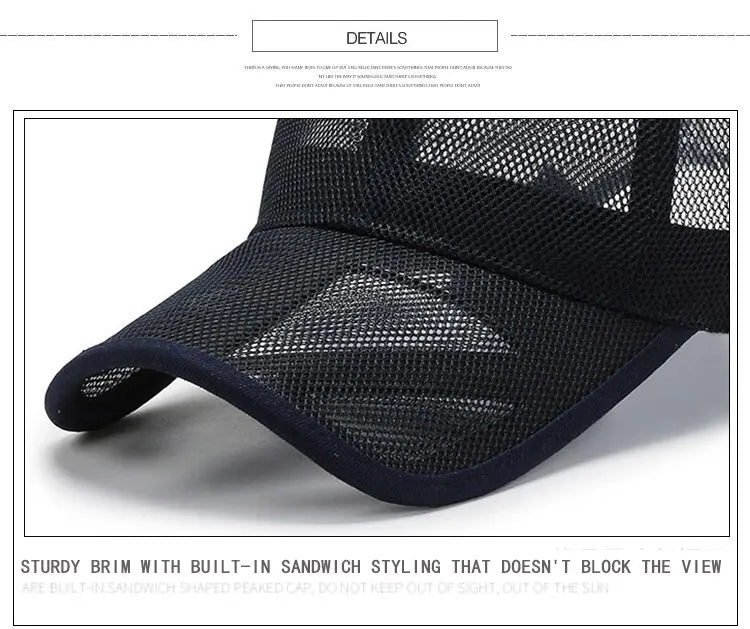 Summer Men Hat Openwork Brim Breathable Mesh Cap Outdoor Sports Sunscreen Baseball Women Sunhat