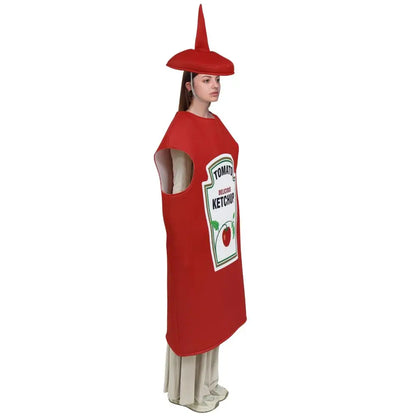 Red Tomato Delicious Ketchup Costume Adult Boy Girl Funny Disguise Suit Yellow Mustard Halloween Cosplay Party Clothes