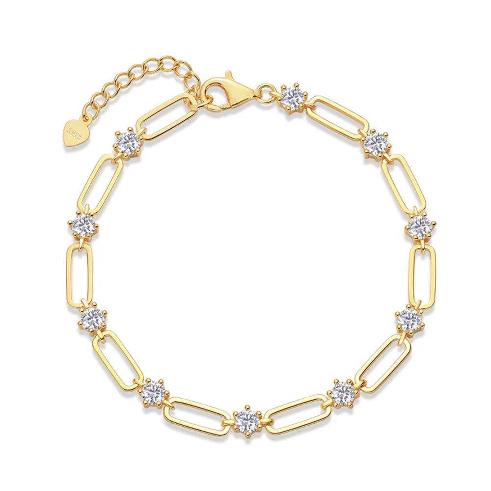 4mm Moissanite Bracelet For Women 18K Gold Plated 925 Silver D Color Lab Created Diamond Bracelet Anniversary Gift