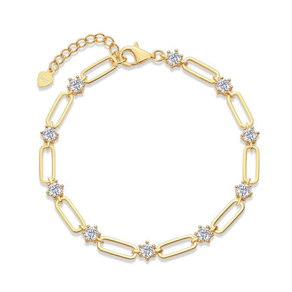 4mm Moissanite Bracelet For Women 18K Gold Plated 925 Silver D Color Lab Created Diamond Bracelet Anniversary Gift