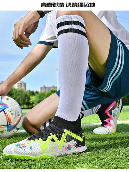Men New TF Football Boots Society Indoor Original Top Quality Non Slip Male Soccer Shoes Sneakers Ultralight Breathable Ankle