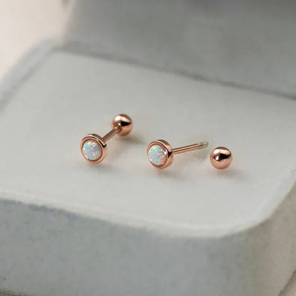 925 Sterling Silver Simple Luxury Opal Screw Bead Stud Earrings for Women Fashion Ear Bone Piercing Jewelry Accessories