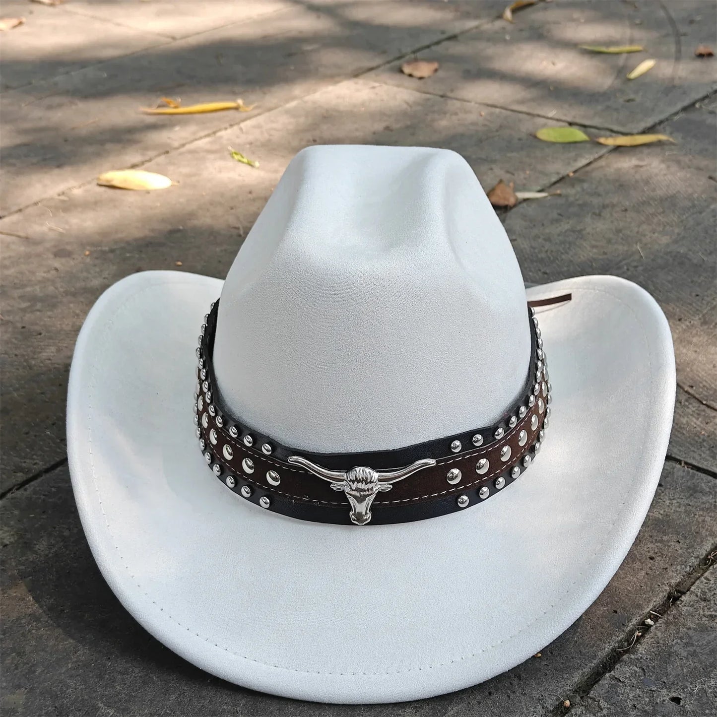 Retro Suede Leather Western Cowboy Fedora Hat for Men Women Bull Head Accessories Fashion Travel Party Hat Denim Hat sombrero