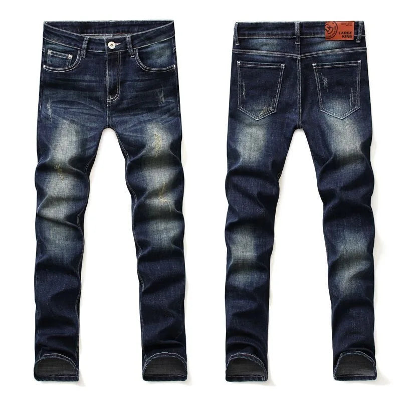 Spring and Autumn Fashion Trend Solid Color Retro Sports Straight Leg Jeans Men's Casual Comfortable Elastic High-Quality Jeans