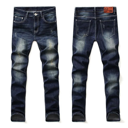Spring and Autumn Fashion Trend Solid Color Retro Sports Straight Leg Jeans Men's Casual Comfortable Elastic High-Quality Jeans