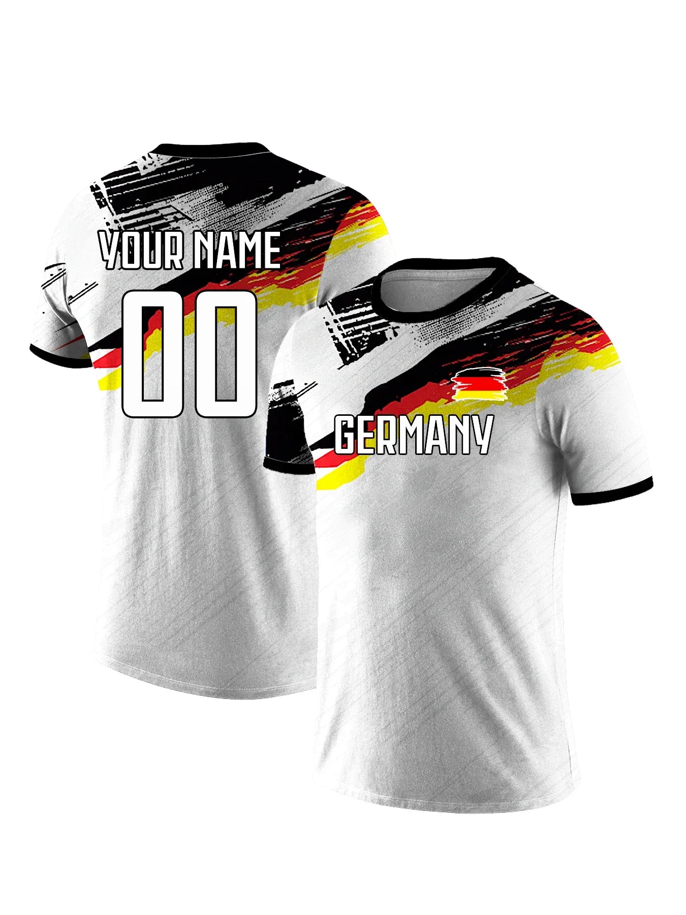 Customized Men's Germany National Team Soccer T-shirt Personalized Name Number Football Shirt, Breathable Quick Dry Sportswear