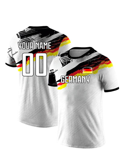 Customized Men's Germany National Team Soccer T-shirt Personalized Name Number Football Shirt, Breathable Quick Dry Sportswear