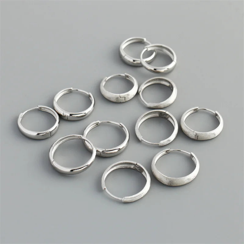 925 Sterling Silver Simple Statement Matte Large Huggies Hoop Earrings for Men Women Fine Gothic Punk Charms S925 Jewelry