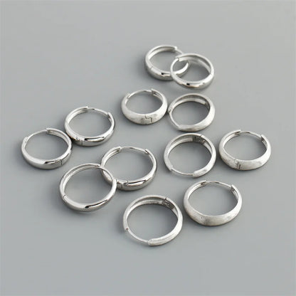 925 Sterling Silver Simple Statement Matte Large Huggies Hoop Earrings for Men Women Fine Gothic Punk Charms S925 Jewelry