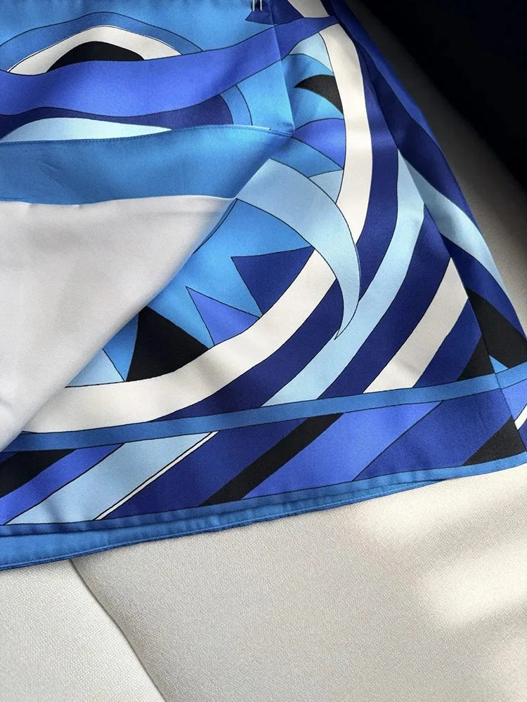 Summer Fashion Beach Style Geometric Print Silk Short Skirt Women's Party Sexy Slim A-Line Half Skirt