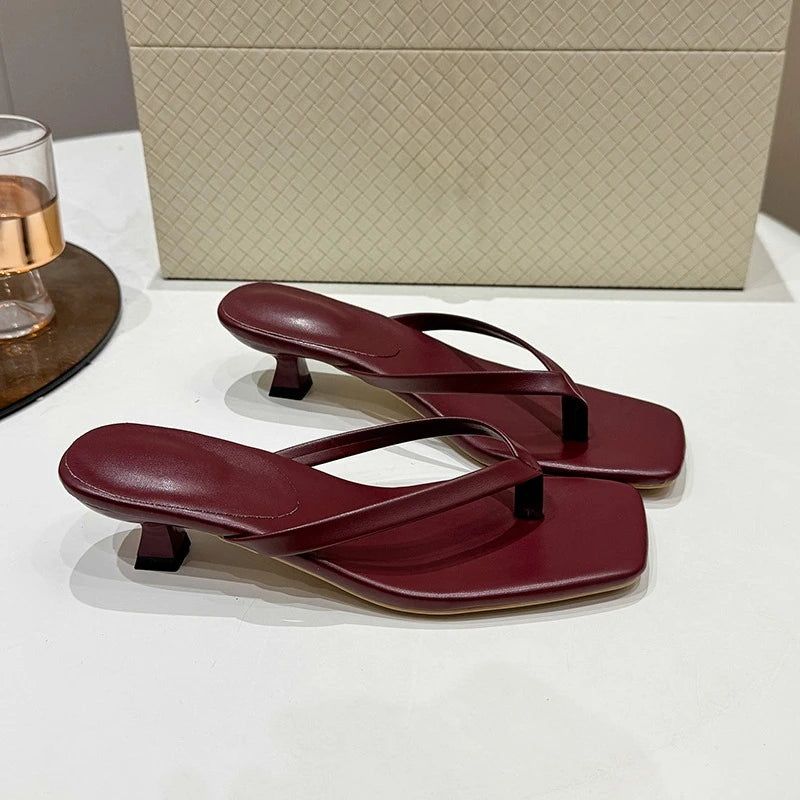 Summer Women Clip Toe Slippers Comfort Low Heel Slides Shoes Ladies Casual Dress Street Style Sandalis