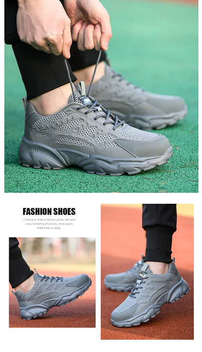 Summer Work Shoes with protection breathable Lightweight ShoesSteel Toe Shoes Men  Anti-smashing Industrial Safety Shoes