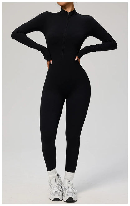 Zipper Jumpsuit Women Quick Dry Clothing Sportswear Woman Gym Yoga Sport Sets Spandex Nylon Workout Sets Women Tracksuit