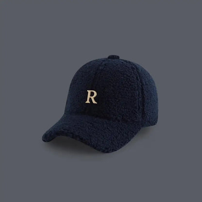 Baseball Cap Winter Hats For Women Men Unisex Letter Metal Logo Imitation Cashmere Keep Warm Simple Casual Winter Cap New Velvet