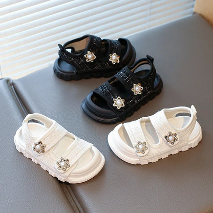 2025 Summer New Children Sandals Girls Elegant Princess Style Sandals Baby Anti-kick Foot Protection Sandals