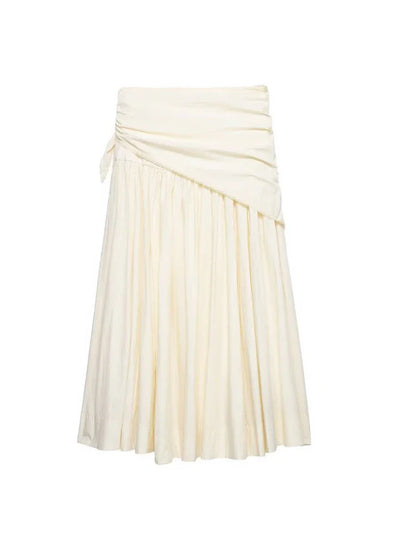 Women MIDI Skirts 2026 Fashion Solid Wrap Drawstring Bow High Waist Pleated Female Elegant Street Skirt Clothes