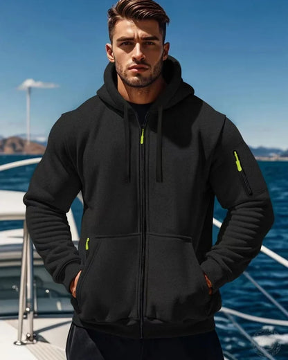 Casual top men's 2024 autumn and winter sportswear solid color men's top - fashionable sports solid color hoodie