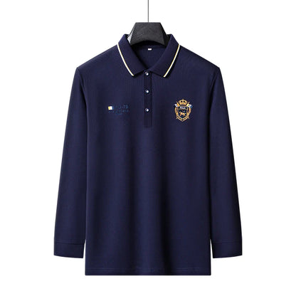 Designer Quality Men's Polo Shirt Lapel Long Sleeve T-Shirt Autumn New Badge Horse Embroid Fashion Business Casual Menswear Top