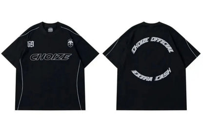 Camiseta masculina de verão moderna com estampa de letras 69, poliéster microelástico, respirável, gola redonda, para atividades ao ar livre e estilo urbano