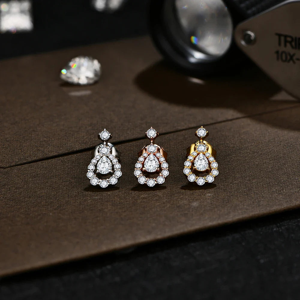 Pear Cut 4*3mm Full Moissanite Stud Earrings for Women Sparkling Wedding Party Earring 925 Sterling Silver Fine Jewelry